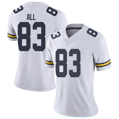 Erick All Michigan Wolverines Women's NCAA #83 White Limited Brand Jordan College Stitched Football Jersey XVF6754FR